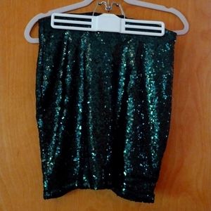 Charlotte Russe green sequin skirt, Size M